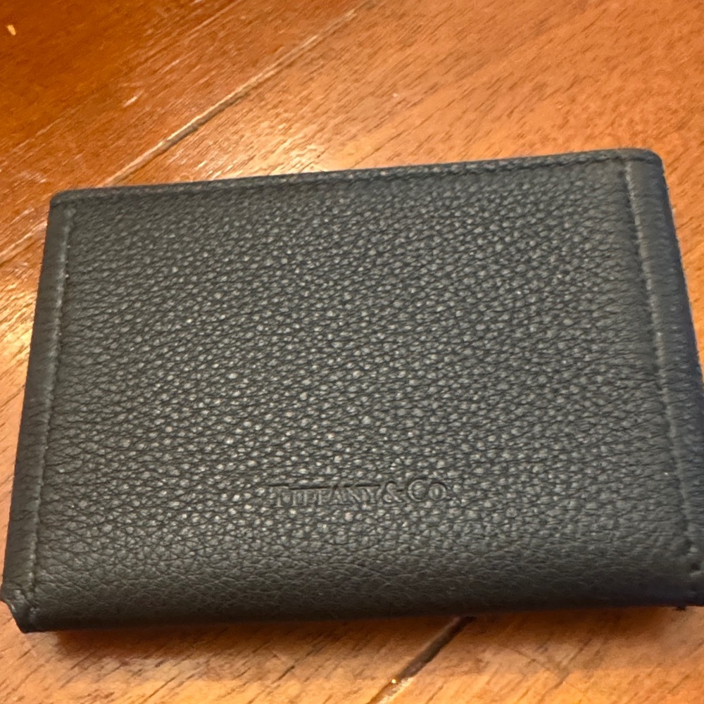 Tiffany & Co. Pebbled Black Leather Card Holder